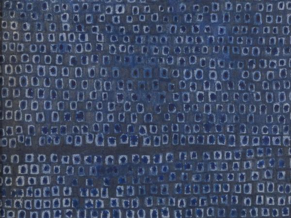 Repeating blue patterned oil painting