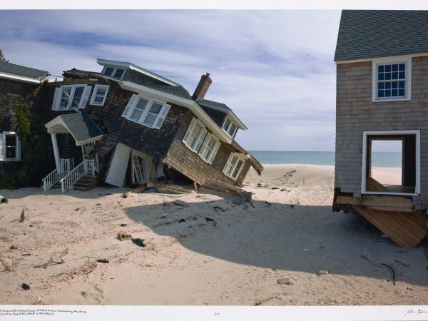 Destroyed beach houses in the aftermath of Hurricane Sandy
