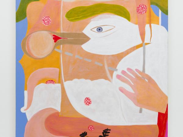 White bird smooshed into a glass jar