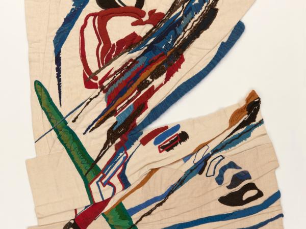 Abstract painted textile artwork