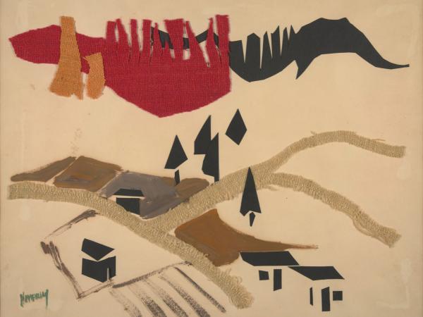 Textiles depicting a small village