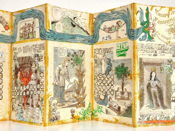 Pages of a scroll depiciting an ancient scene