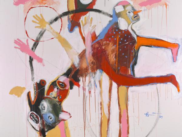 Abstract artwork for a disjointed multi-headed figure