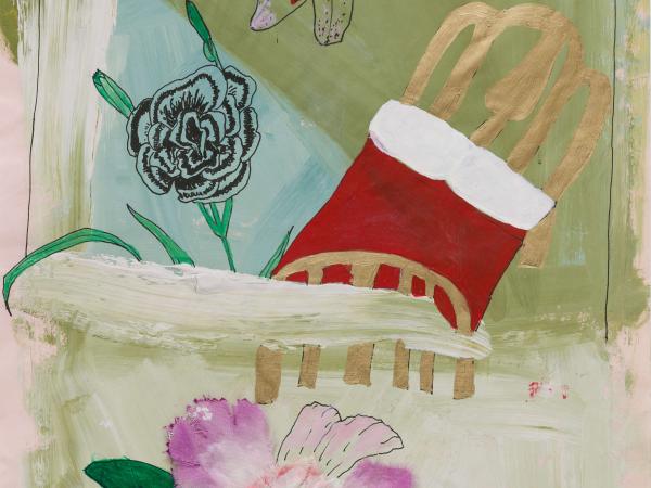 Flowers and a tote bag strewn about