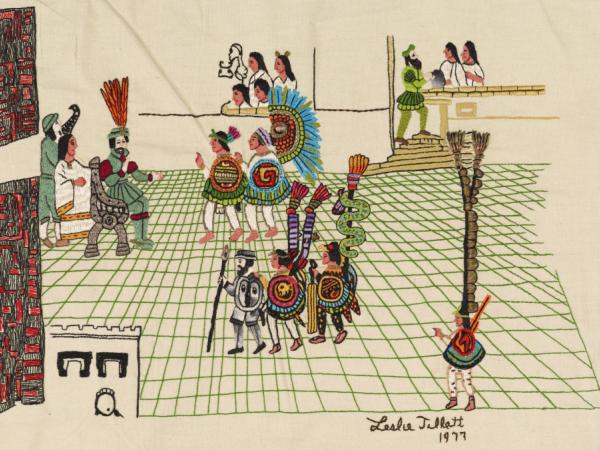 Tillett panel depicting a scene of royalty at court