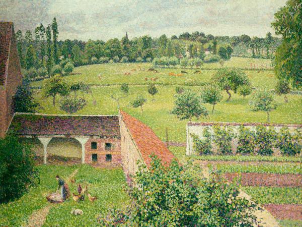 View of the green garden and lush countryside