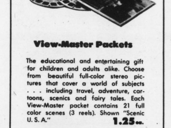 black and white ad for View Master