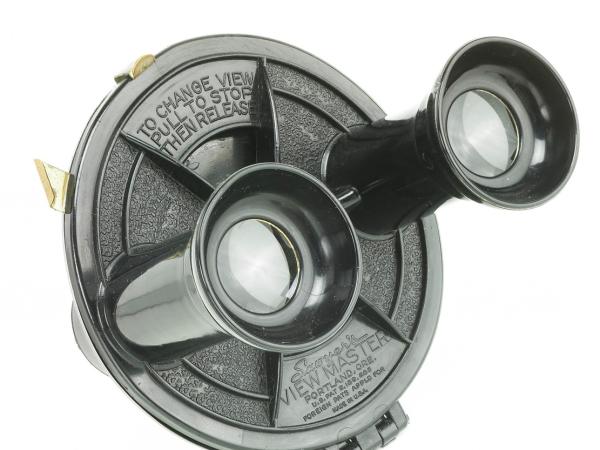 black and white photo of early view master